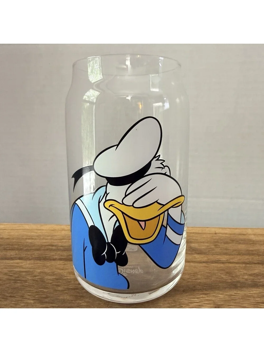 JoyJolt Disney Donald Duck Peek A Boo 16 oz Can Glass Tumbler Drinking Glass